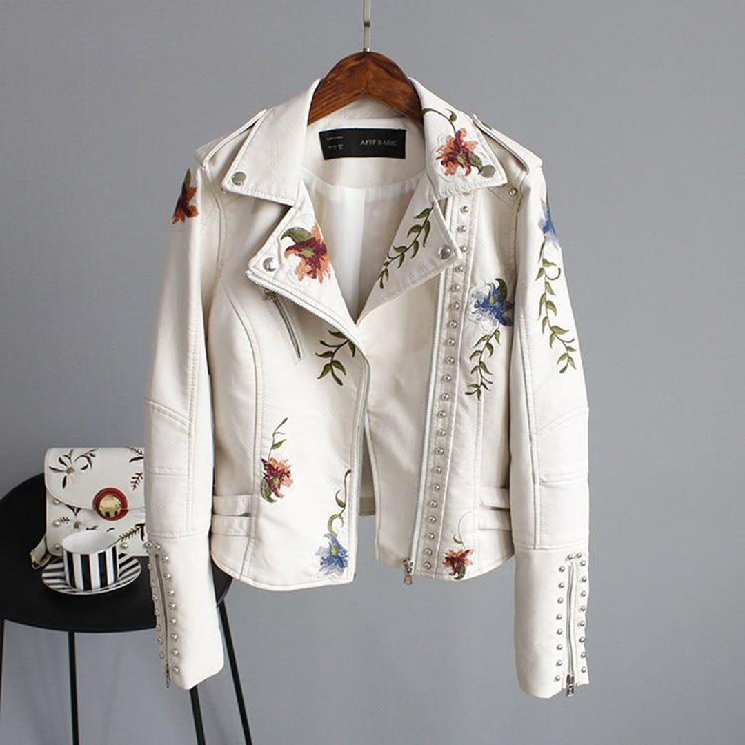 Alison | Women's Leather Jacket | Floral