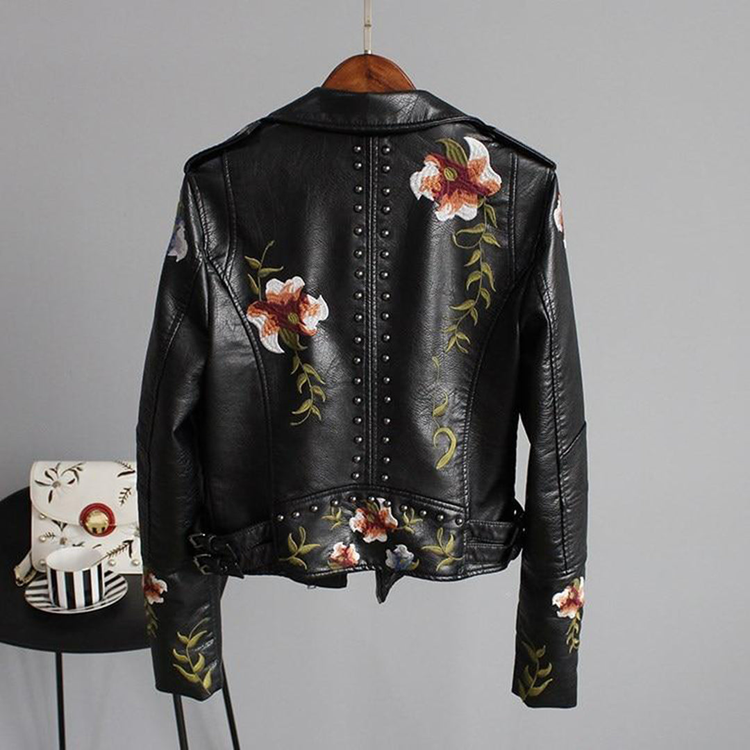 Alison | Women's Leather Jacket | Floral