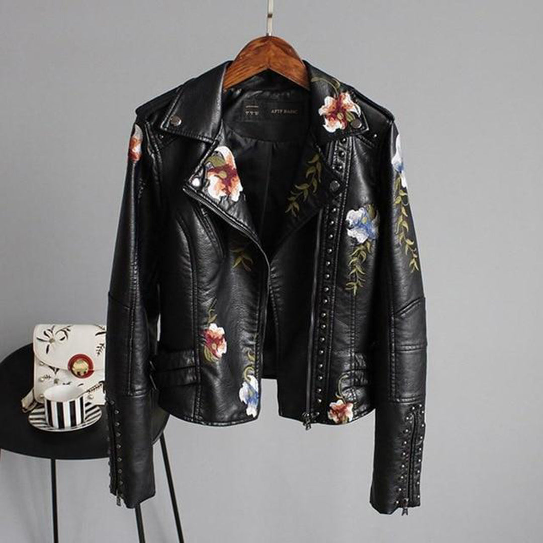 Alison | Women's Leather Jacket | Floral