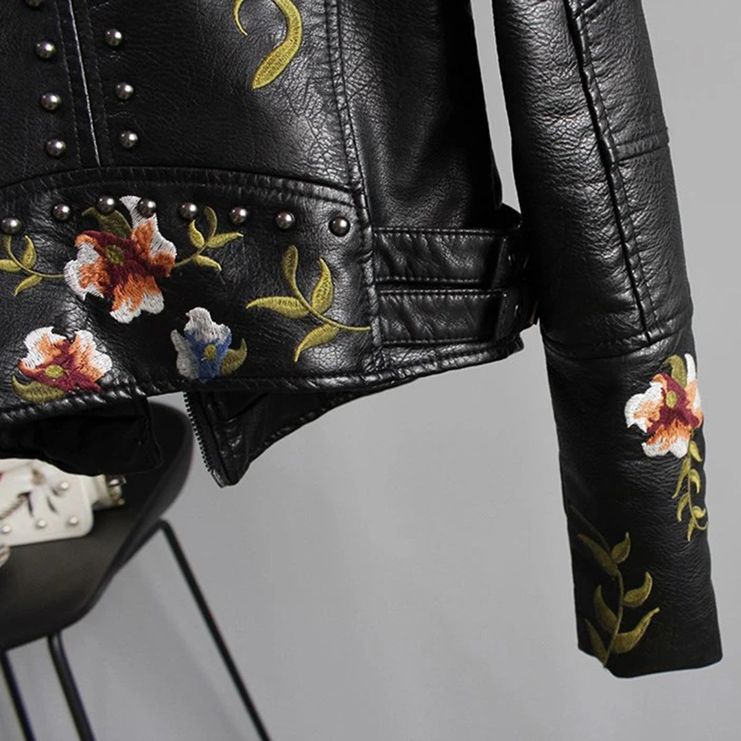 Alison | Women's Leather Jacket | Floral