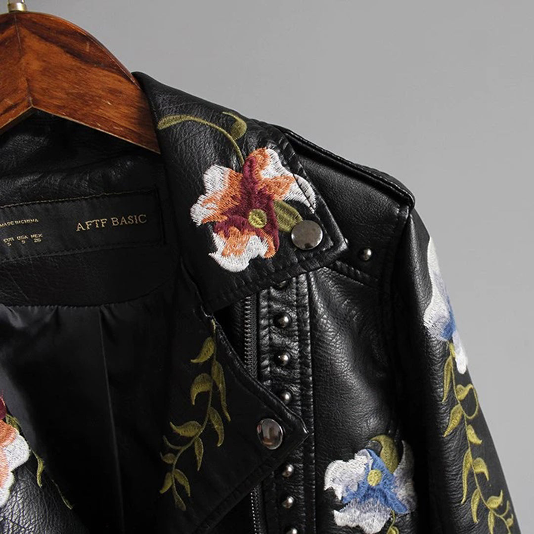 Alison | Women's Leather Jacket | Floral