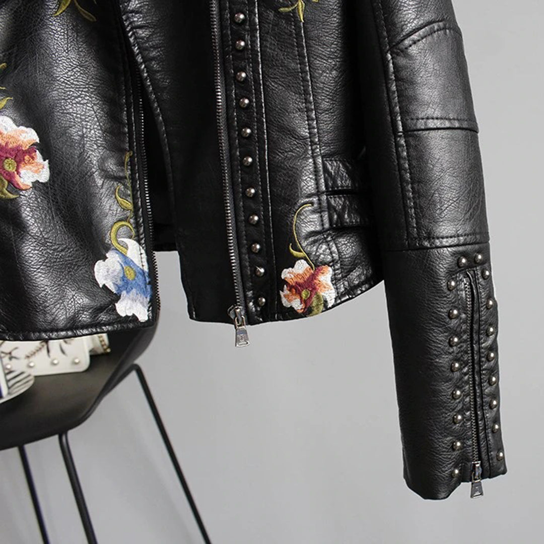 Alison | Women's Leather Jacket | Floral